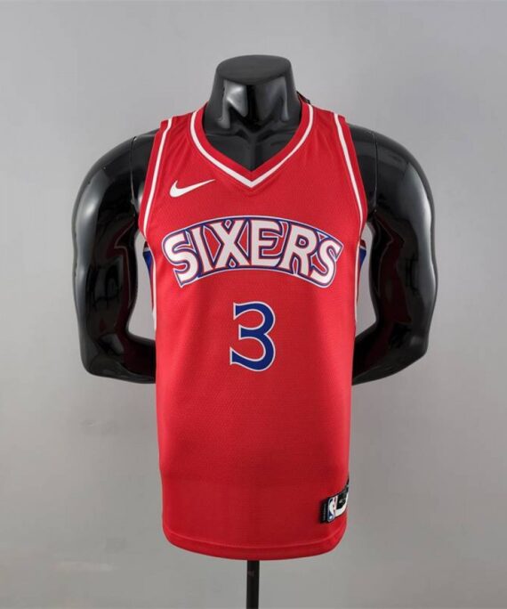 Allen Iverson Basketball Jersey #3 Philadelphia 76ers Rookie Edition Red