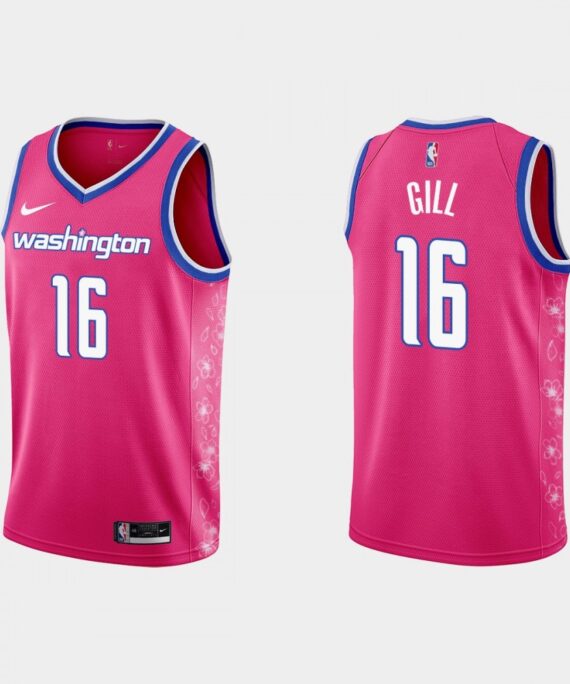 Anthony Gill Basketball Jersey #16 Washington Wizards 22/23 Pink City Edition