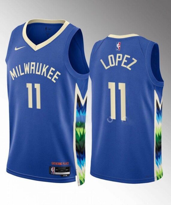 Brook Lopez Basketball Jersey #11 Milwaukee Bucks 2022-23 City Edition Blue