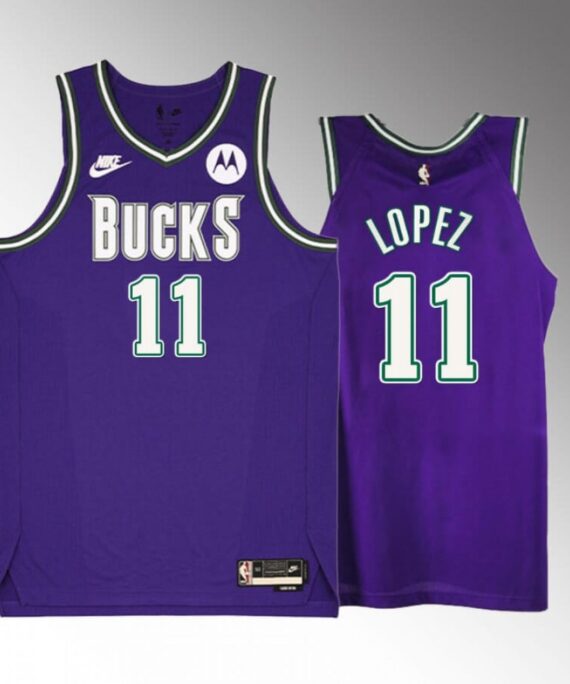 Brook Lopez Basketball Jersey #11 Milwaukee Bucks 2023 Purple Classic Edition