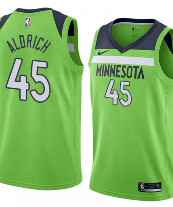 Cole Aldrich Basketball Jersey #45 Minnesota Timberwolves Green