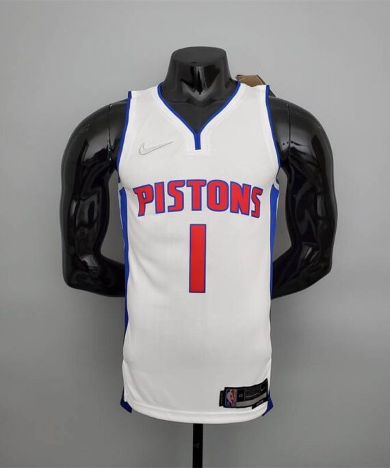 Allen Iverson Basketball Jersey#1 Detroit Pistons White 75th Anniversary Edition