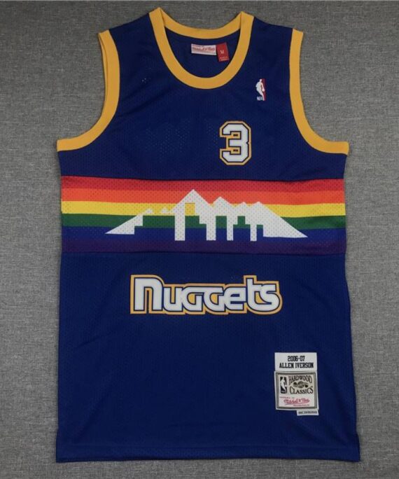 Allen Iverson Basketball Jersey#3 Denver Nuggets Blue Snow Mountain Classic Edition