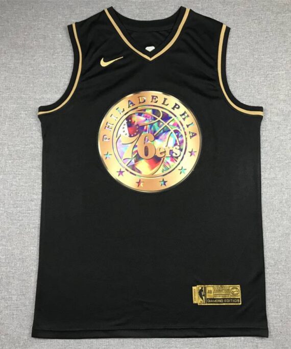 Allen Iverson Basketball Jersey#3 Philadelphia 76ers Black Gold Diamond Edition
