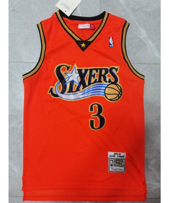 Allen Iverson Basketball Jersey#3 Philadelphia 76ers Orange Classic Edition