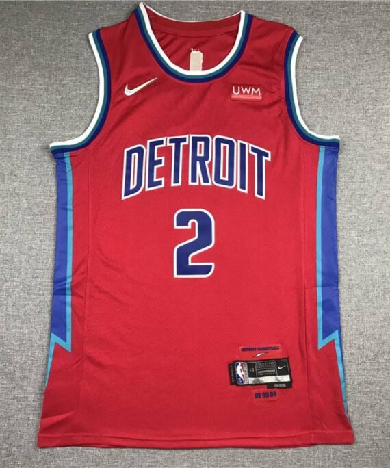 Cade Cunningham Basketball Jersey#2 Detroit Pistons 2022 Red City Edition