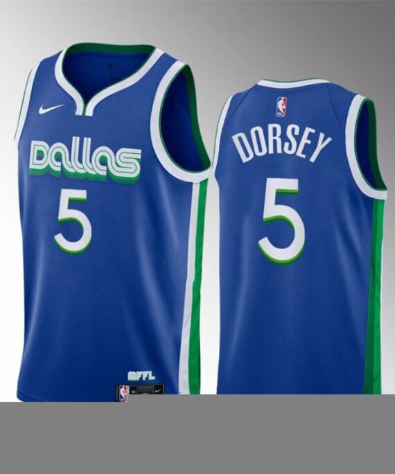 Tyler Dorsey Basketball Jersey#5 Dallas Mavericks 2023 Blue City Edition