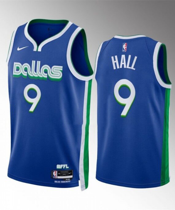 Tyler Hall Basketball Jersey#9 Dallas Mavericks 2023 Blue City Edition