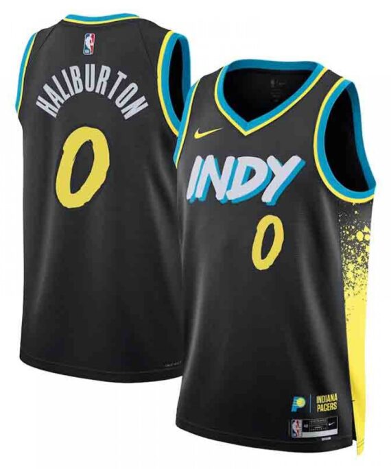 Tyrese Haliburton Basketball Jersey#0 Indiana Pacers 2023 Black City Edition