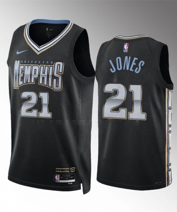 Tyus Jones Basketball Jersey#21 Memphis Grizzlies 2023 Black City Edition