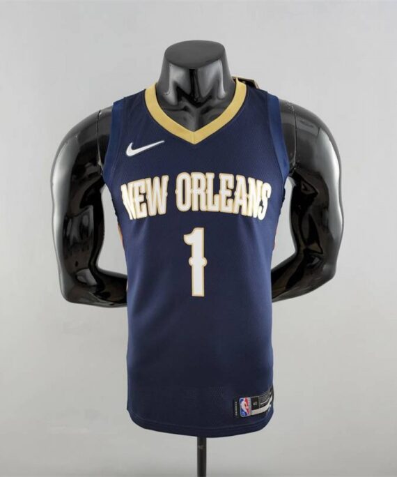 Zion Williamson Basketball Jersey#1 New Orleans Pelicans Navy Blue 75th Anniversary Edition