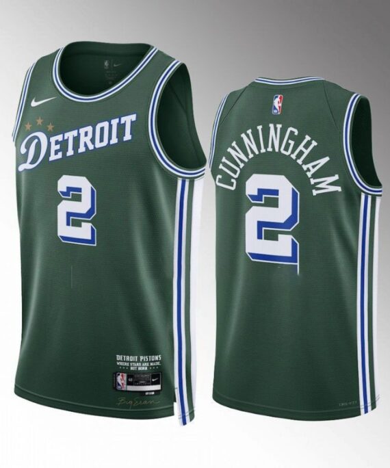 Cade Cunningham Basketball Jersey #2 Detroit Pistons 2022-23 City Edition Green