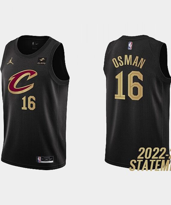 Cedi Osman Basketball Jersey #16 Cleveland Cavaliers 2023 Black Statement Edition