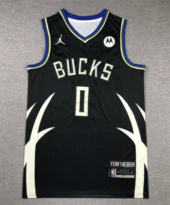Damian Lillard Basketball Jersey #0 Milwaukee Bucks Statement Edition Black