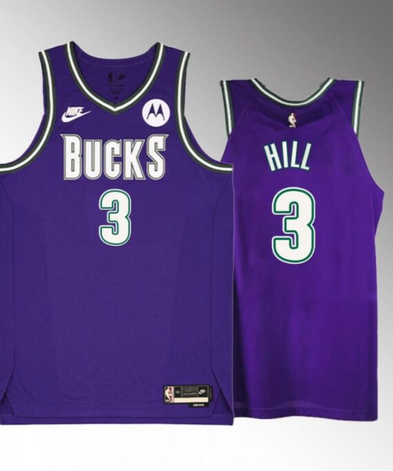 George Hill Basketball Jersey #3 Milwaukee Bucks 2023 Purple Classic Edition