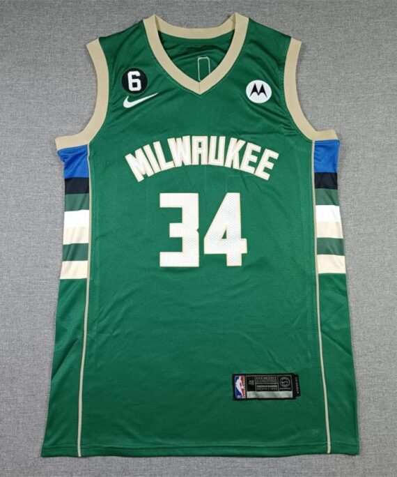 Giannis Antetokounmpo Basketball Jersey #34 Milwaukee Bucks 2023 Green