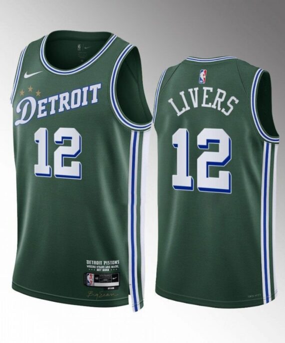 Isaiah Livers Basketball Jersey #12 Detroit Pistons 2022-23 City Edition Green