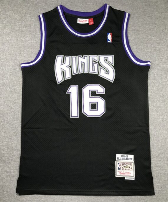 Peja Stojaković Basketball Jersey #16 Sacramento Kings 2001-02 Retro Black