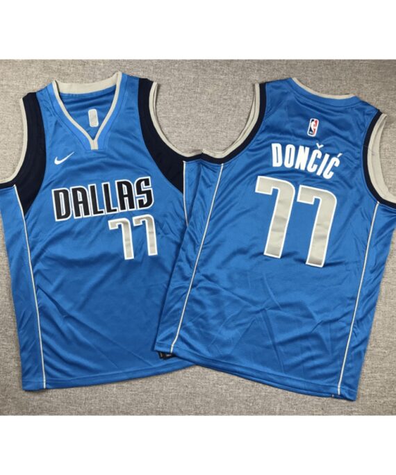 Luka Dončić Basketball Jersey #77 Dallas Mavericks 2023 Blue Kid