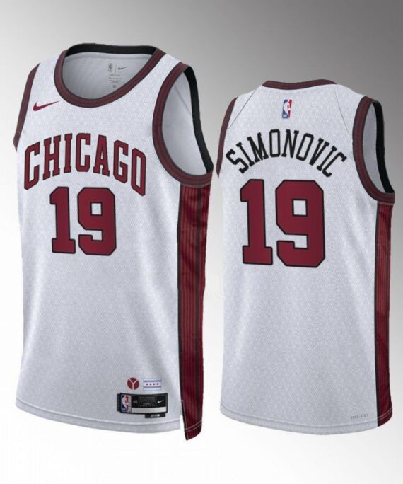 Marko Simonovic Basketball Jersey #19 Chicago Bulls 2022-23 White City Edition