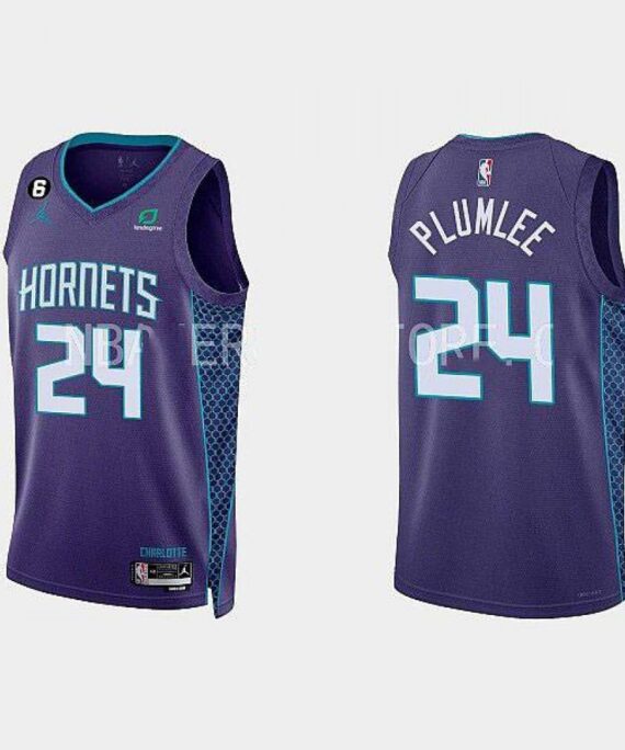Mason Plumlee Basketball Jersey #24 Charlotte Hornets 2022-23 Purple Statement Edition