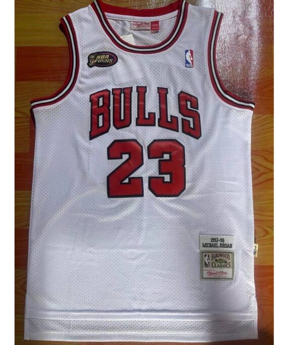 Michael Jordan Basketball Jersey #23 Chicago Bulls Retro White The Finals
